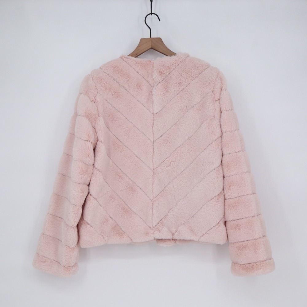 BAGATELLE COLLECTION Pink Faux Fur Chevron Lined‎ Jacket Size M - Picture 5 of 6